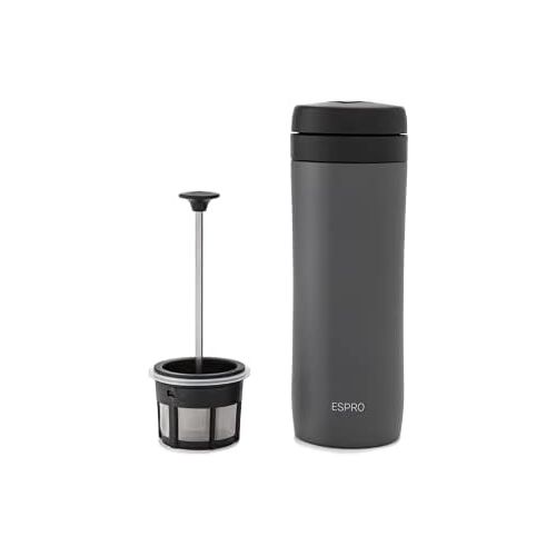  ESPRO P1 French Press - Double Walled Stainless Steel Vacuum Insulated Coffee and Tea Maker, 12 Ounce, Gun Metal Gray