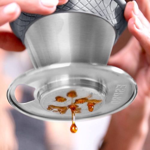  [아마존베스트]ESPRO BLOOM Pour Over Coffee Brewer Set Dual Filter Mode Makes Coffee in 2 Minutes, Brushed Stainless Steel