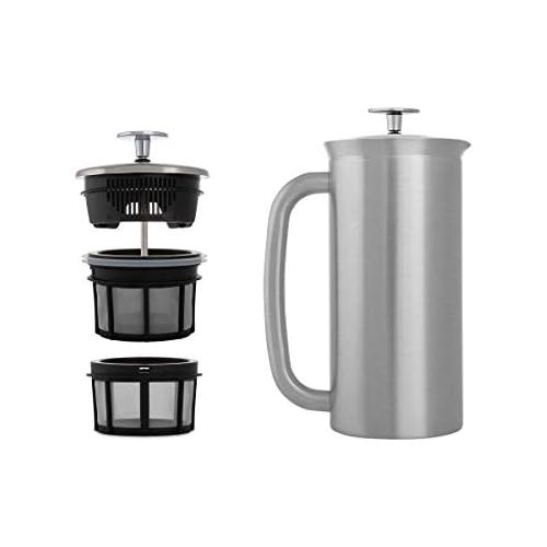  [아마존베스트]ESPRO P7 Double Walled Stainless Steel Insulated Coffee French Press, 18 Ounce, Brushed Stainless Steel