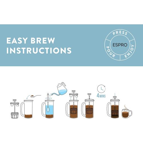  [아마존베스트]ESPRO P7 Double Walled Stainless Steel Insulated Coffee French Press, 18 Ounce, Brushed Stainless Steel