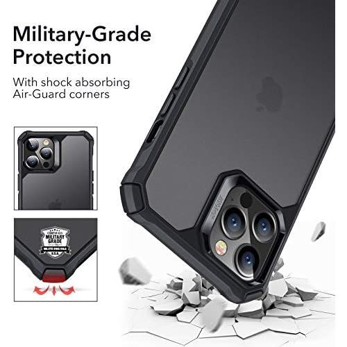  [아마존베스트]ESR Air Armor Series Case Compatible with iPhone 12 Pro Max 6.7-Inch [Shock Absorbing and Scratch Resistant] [Military Grade Protection] [Hard Back with Flexible Frame] - Frosted B