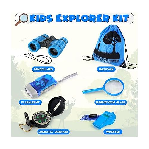  ESSENSON Kids Explorer Kit - Adventure Kit for Kids, Outdoor Explorer Kit with Binoculars, Summer Outdoor Toys for Kids Ages 4-8