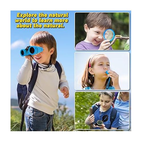  ESSENSON Kids Explorer Kit - Adventure Kit for Kids, Outdoor Explorer Kit with Binoculars, Summer Outdoor Toys for Kids Ages 4-8