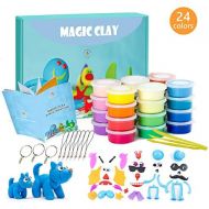 [아마존베스트]Modeling Clay Kit - 24 Colors Air Dry Ultra Light Magic Clay, Soft & Stretchy DIY Molding Clay with Tools, Animal Accessories, Easy Storage Box Kids Art Crafts Gift for Boys & Girl