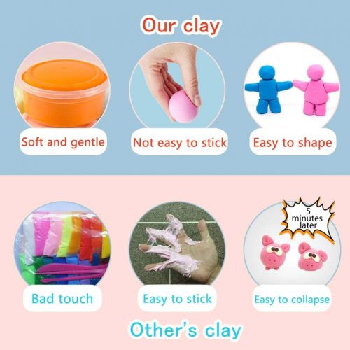  [아마존베스트]Modeling Clay Kit - 24 Colors Air Dry Ultra Light Magic Clay, Soft & Stretchy DIY Molding Clay with Tools, Animal Accessories, Easy Storage Box Kids Art Crafts Gift for Boys & Girl