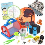 [아마존베스트]Outdoor Explorer Kit & Bug Catcher Kit with Binoculars, Flashlight, Compass, Magnifying Glass, Critter Case and Butterfly Net Great Toys Kids Gift for Boys & Girls Age 3-12 Year Ol