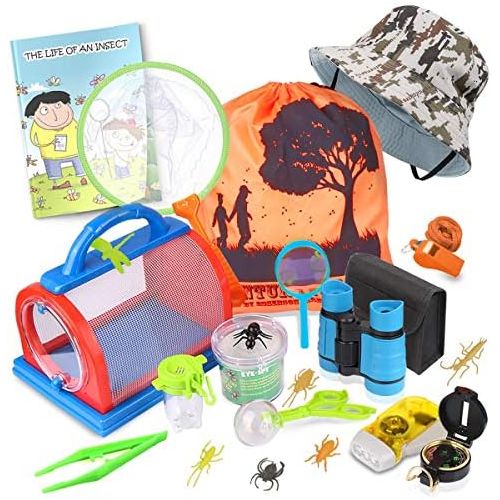  [아마존베스트]Outdoor Explorer Kit & Bug Catcher Kit with Binoculars, Flashlight, Compass, Magnifying Glass, Critter Case and Butterfly Net Great Toys Kids Gift for Boys & Girls Age 3-12 Year Ol