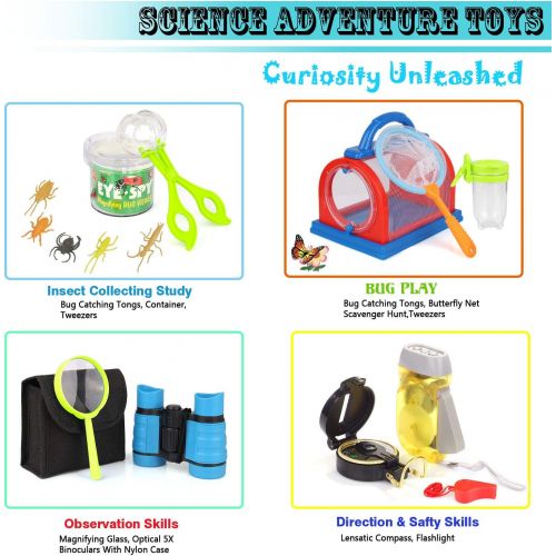  [아마존베스트]Outdoor Explorer Kit & Bug Catcher Kit with Binoculars, Flashlight, Compass, Magnifying Glass, Critter Case and Butterfly Net Great Toys Kids Gift for Boys & Girls Age 3-12 Year Ol