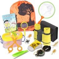 [아마존베스트]Outdoor Explorer Kit & Bug Catcher Kit with Binoculars, Flashlight, Compass, Magnifying Glass, Butterfly Net and Backpack Great Kids Gift for Boys & Girls Age 3-12 Year Old Camping