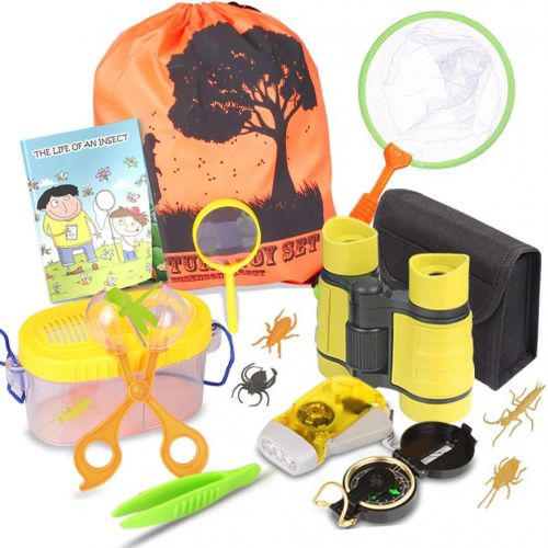  [아마존베스트]Outdoor Explorer Kit & Bug Catcher Kit with Binoculars, Flashlight, Compass, Magnifying Glass, Butterfly Net and Backpack Great Kids Gift for Boys & Girls Age 3-12 Year Old Camping