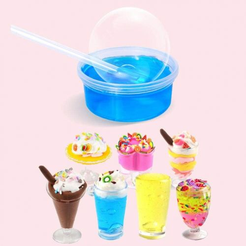  [아마존베스트]ESSENSON Slime Kit - Slime Supplies Slime Making Kit for Girls Boys, Kids Art Craft, Crystal Clear Slime, Glitter, Unicorn Slime Charms, Fruit Slices, Fishbowl Beads Girls Toys Gifts for Ki