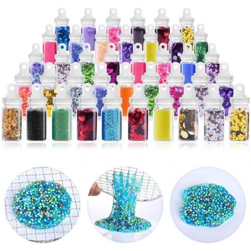  [아마존베스트]ESSENSON Slime Kit - Slime Supplies Slime Making Kit for Girls Boys, Kids Art Craft, Crystal Clear Slime, Glitter, Unicorn Slime Charms, Fruit Slices, Fishbowl Beads Girls Toys Gifts for Ki