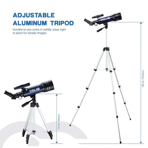  [아마존 핫딜]  [아마존핫딜]ESSLNB Teleskop Kinder Einsteiger 70/360 Fernrohr Teleskop Astronomie mit Smartphone Adapter Ausziehbares Stativ 3X Barlow und Mondfilter Aufrechte Bilder bieten