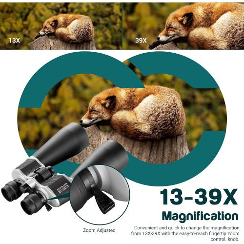  ESSLNB Astronomy Binoculars 13-39X70 Zoom Giant Binoculars with Tripod Adapter Phone Adapter and Case Binoculars for Bird Watching Hunting and Stargazing