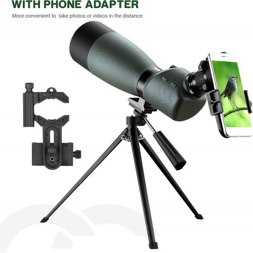  ESSLNB Spotting Scope with Tripod Phone Adapter 25-75 X 70 BAK4 Monocular Telescope 45 Degree Angled Waterproof Compact Spotting Scopes for Target Shooting Hunting Bird Watching