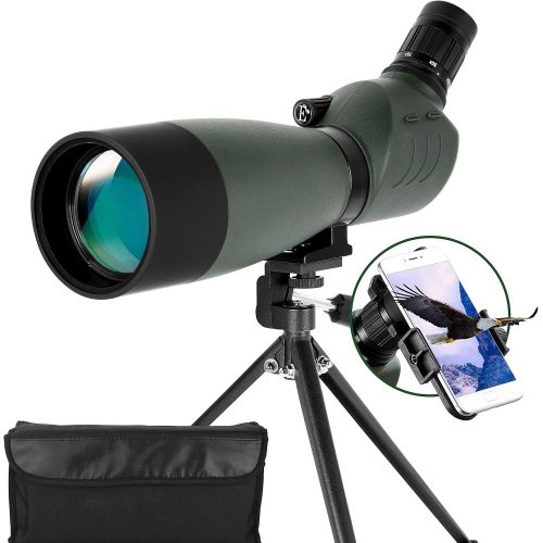  ESSLNB Spotting Scope with Tripod Phone Adapter 25-75 X 70 BAK4 Monocular Telescope 45 Degree Angled Waterproof Compact Spotting Scopes for Target Shooting Hunting Bird Watching