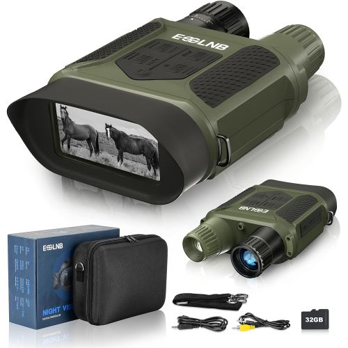  [아마존베스트]ESSLNB Night Vision Binoculars 400m/1300ft for 100% Full Darkness 7x31mm Night Vision Goggles with 32G TF Card and Photos Videos Recorder Function 2 LCD Infrared Binoculars with Ni