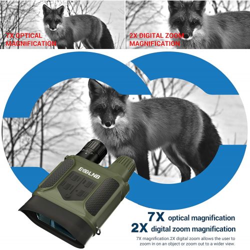  [아마존베스트]ESSLNB Night Vision Binoculars 400m/1300ft for 100% Full Darkness 7x31mm Night Vision Goggles with 32G TF Card and Photos Videos Recorder Function 2 LCD Infrared Binoculars with Ni