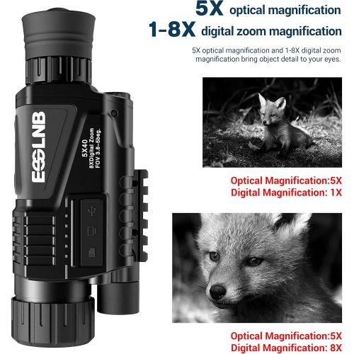  [아마존베스트]ESSLNB Night Vision Monocular 5X40 HD Night Vision Infrared Monocular with 1.5 TFT LCD Take Photos and Videos Playback Function 16G TF Card Digital Night Vision Scopes for Hunting