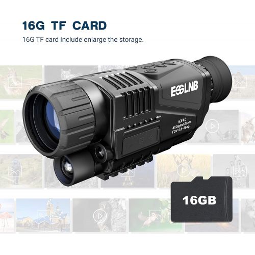  [아마존베스트]ESSLNB Night Vision Monocular 5X40 HD Night Vision Infrared Monocular with 1.5 TFT LCD Take Photos and Videos Playback Function 16G TF Card Digital Night Vision Scopes for Hunting