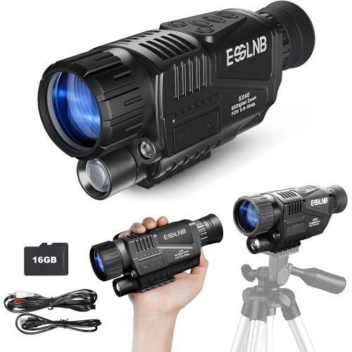  [아마존베스트]ESSLNB Night Vision Monocular 5X40 HD Night Vision Infrared Monocular with 1.5 TFT LCD Take Photos and Videos Playback Function 16G TF Card Digital Night Vision Scopes for Hunting