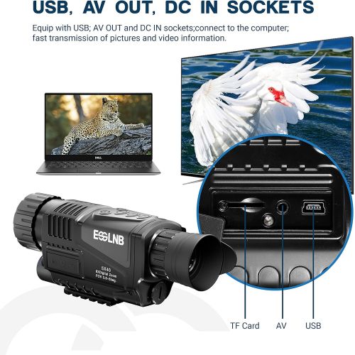  [아마존베스트]ESSLNB Night Vision Monocular 5X40 HD Night Vision Infrared Monocular with 1.5 TFT LCD Take Photos and Videos Playback Function 16G TF Card Digital Night Vision Scopes for Hunting