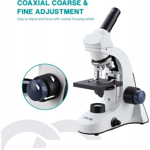  [아마존베스트]ESSLNB 1000X Microscope for Kids Students 40X-1000X Biological Compound Microscopes with Cell Phone Adapter Double Layer Stage Abbe Condenser and Slides