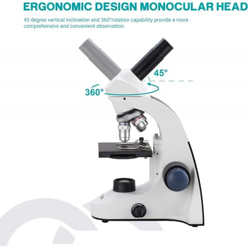  [아마존베스트]ESSLNB 1000X Microscope for Kids Students 40X-1000X Biological Compound Microscopes with Cell Phone Adapter Double Layer Stage Abbe Condenser and Slides