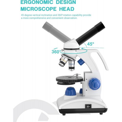  [아마존베스트]ESSLNB Microscope 1000X Student Microscope for Kids LED Biological Light Microscope with Slides and Phone Adapter All-Metal Optical Glass Lenses