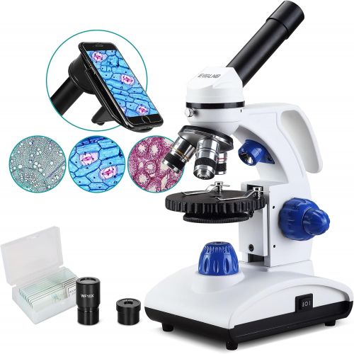  [아마존베스트]ESSLNB Microscope 1000X Student Microscope for Kids LED Biological Light Microscope with Slides and Phone Adapter All-Metal Optical Glass Lenses