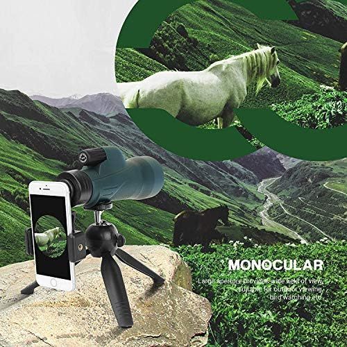  [아마존베스트]ESSLNB Monocular Telescope 12 x 50 with Mobile Phone Adapter and Extendable Tripod IPX7 Waterproof Shockproof BAK4 Prism Green FMC for Bird Watching Hunting Camping