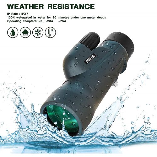  [아마존베스트]ESSLNB Monocular Telescope 12 x 50 with Mobile Phone Adapter and Extendable Tripod IPX7 Waterproof Shockproof BAK4 Prism Green FMC for Bird Watching Hunting Camping