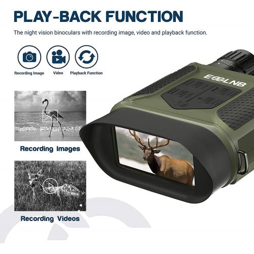  [아마존베스트]Esslnb Night vision device 7x magnification with 8 AA batteries and 32GB card, 4-inch / 10-cm LCD screen, 1300 ft/400 m range