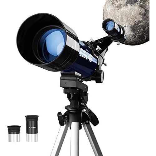  [아마존베스트]ESSLNB Beginners 80/400 Telescope for Children and Adults with 10x Magnification, Smartphone Adapter, Extendable Tripod, Bag and Moon Filter