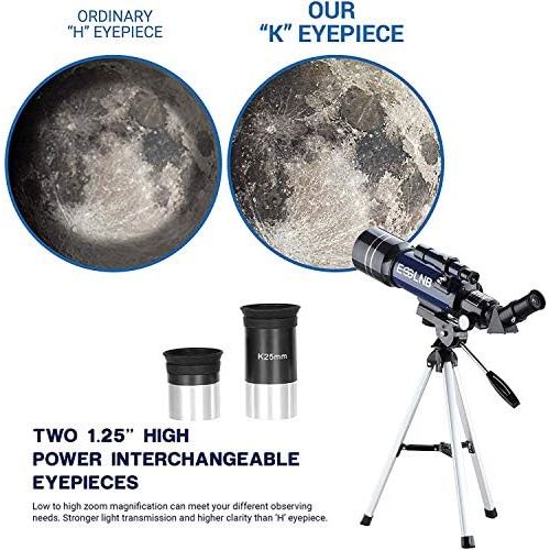  [아마존베스트]ESSLNB Beginners 80/400 Telescope for Children and Adults with 10x Magnification, Smartphone Adapter, Extendable Tripod, Bag and Moon Filter