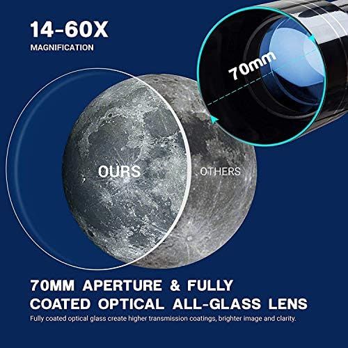  [아마존베스트]ESSLNB Beginners 80/400 Telescope for Children and Adults with 10x Magnification, Smartphone Adapter, Extendable Tripod, Bag and Moon Filter