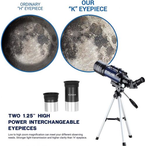  [아마존베스트]ESSLNB Beginners 80/400 Telescope for Children and Adults with 10x Magnification, Smartphone Adapter, Extendable Tripod, Bag and Moon Filter