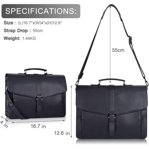  [아마존베스트]Estarer Mens Leather Briefcase for Travel Office Business 15.6inch Laptop Messenger Bag