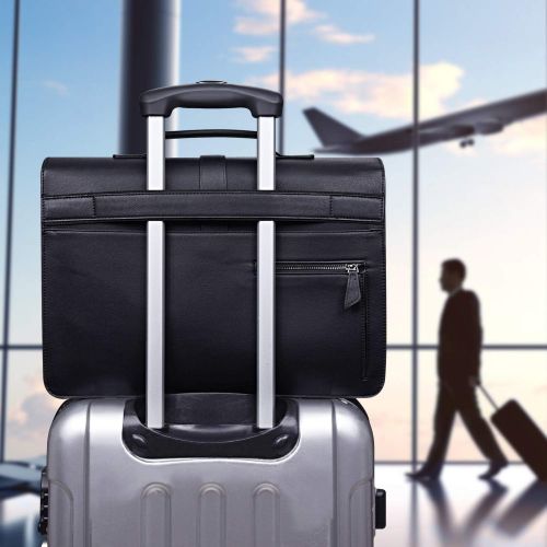  [아마존베스트]Estarer Mens Leather Briefcase for Travel Office Business 15.6inch Laptop Messenger Bag
