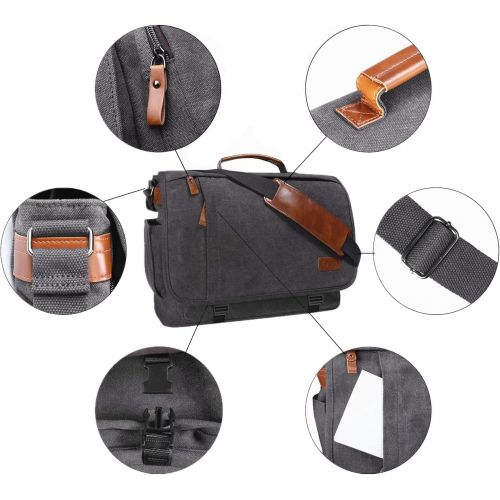  [아마존베스트]Estarer Computer Messenger 17-17.3 Inch Water-resistance Canvas Laptop Shoulder Bag for Travel Work College New Version