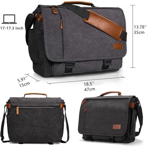  [아마존베스트]Estarer Computer Messenger 17-17.3 Inch Water-resistance Canvas Laptop Shoulder Bag for Travel Work College New Version