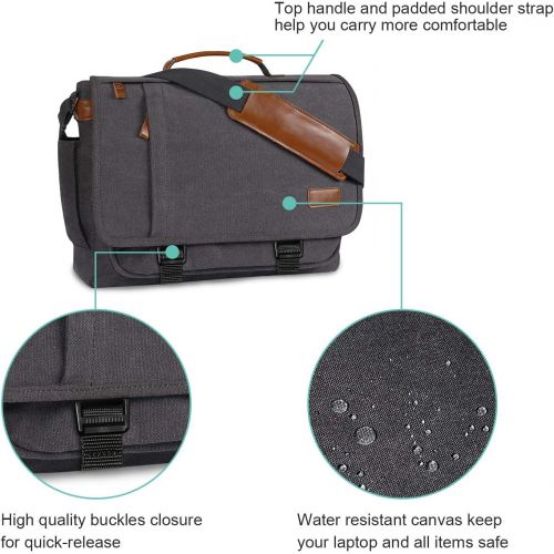  [아마존베스트]Estarer Computer Messenger 17-17.3 Inch Water-resistance Canvas Laptop Shoulder Bag for Travel Work College New Version