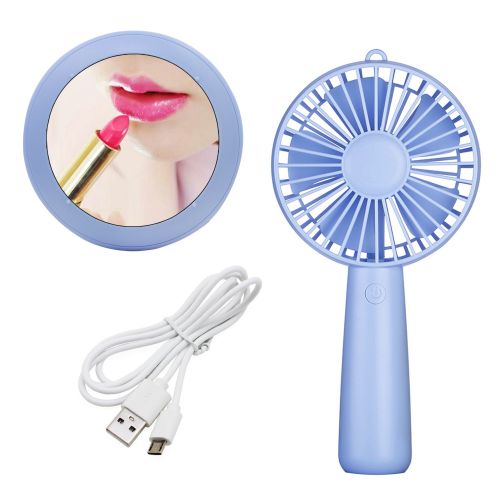  ESUMIC Handheld Portable Mirror USB Rechargeable Desk Cooling Fan Air Contioner Office Table Cooling Fan for Home Office Traveling Camping (Pink)