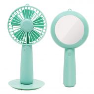 ESUMIC Handheld Portable Mirror USB Rechargeable Desk Cooling Fan Air Contioner Office Table Cooling Fan for Home Office Traveling Camping (Green)