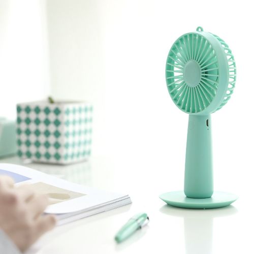  ESUMIC Handheld Portable Mirror USB Rechargeable Desk Cooling Fan Air Contioner Office Table Cooling Fan for Home Office Traveling Camping (Green)