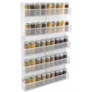 ESYLIFE 5 Tier Wall Mount Spice Rack Organizer Kitchen Spice Storage Shelf - Made of Sturdy Punching Net, White