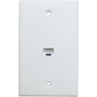 1 Port Ethernet Wall Plate - ESYLink Single Gang Network Cat6 RJ45 Ethernet Cable Cover Plate Female to Female Pass Through Faceplate - White