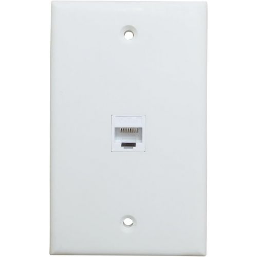  1 Port Ethernet Wall Plate - ESYLink Single Gang Network Cat6 RJ45 Ethernet Cable Cover Plate Female to Female Pass Through Faceplate - White