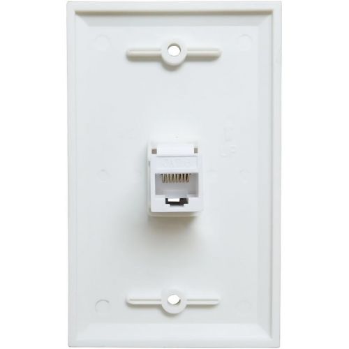 1 Port Ethernet Wall Plate - ESYLink Single Gang Network Cat6 RJ45 Ethernet Cable Cover Plate Female to Female Pass Through Faceplate - White