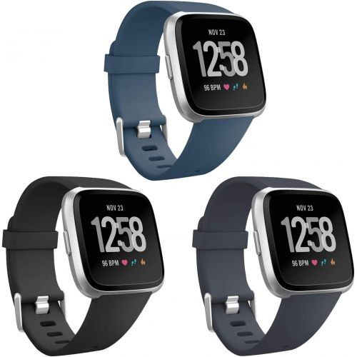  [아마존베스트]ESeekGo Compatible with Fitbit Versa Bands/Versa Lite/Special Edition, 3 Pack Sport Silicone Breathable Replacement Fitness Watch Wristband for Men, Women